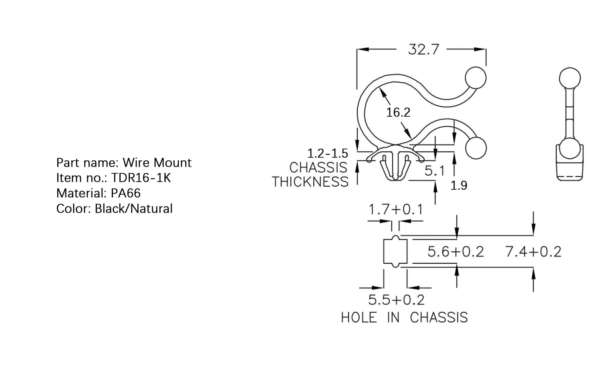 Plastic Wire Mount TDR16-1K